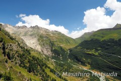 スイス・Rhone氷河の先端にある湖とBelvédère付近